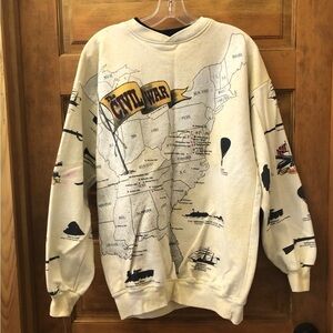 Art Unlimited Civil War, map, Sweatshirt, Men’s size Large